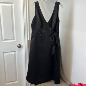 Dessy black tea length satin bridesmaid dress size 14 new with tags